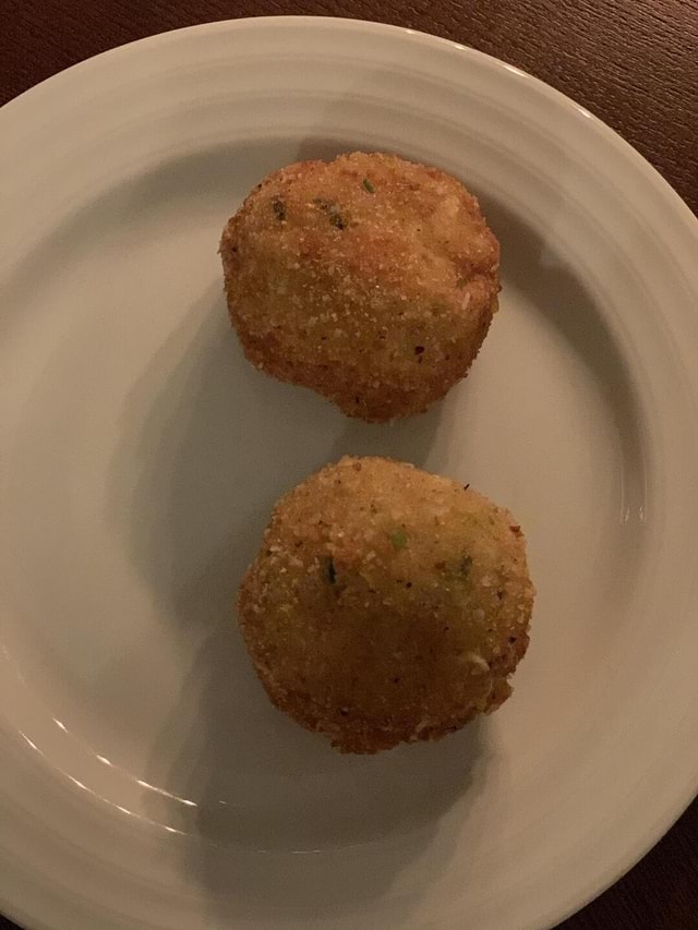 The rest of dinner NYE, lobster arancini, I made lobster risotto the