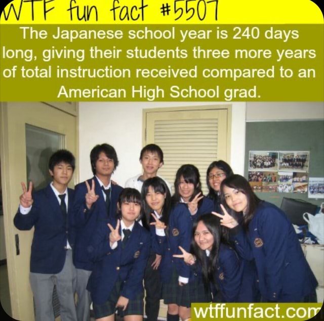 The Japanese school year is 240 days long, giving their students three ...