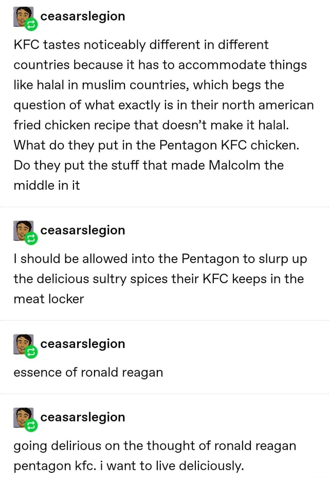 Ceasarslegion KFC tastes noticeably different in different countries