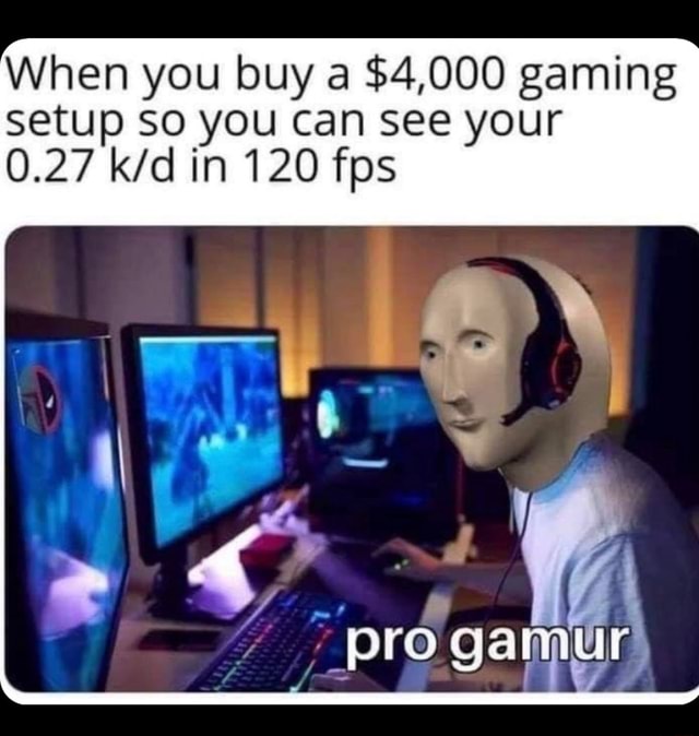 When You Buy A 4 000 Gaming Setup So You Can See Your 0 27 In 1 Fps Pro