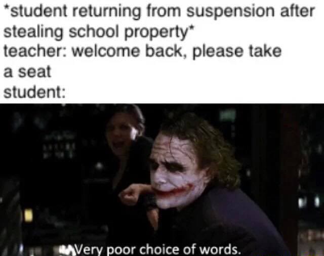 "student returning from suspension after stealing school property