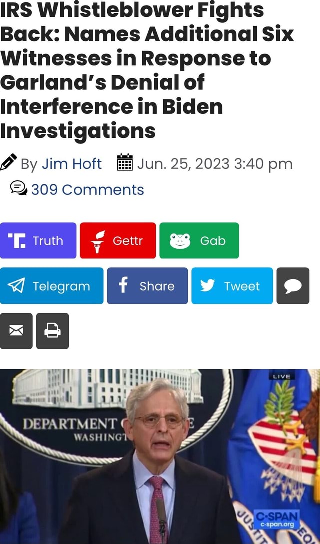 IRS Whistleblower Fights Back Names Additional Six Witnesses in