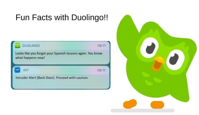 Fun Facts with Duolingo!! Looks like you forgot your Spanish lessons again. You know what