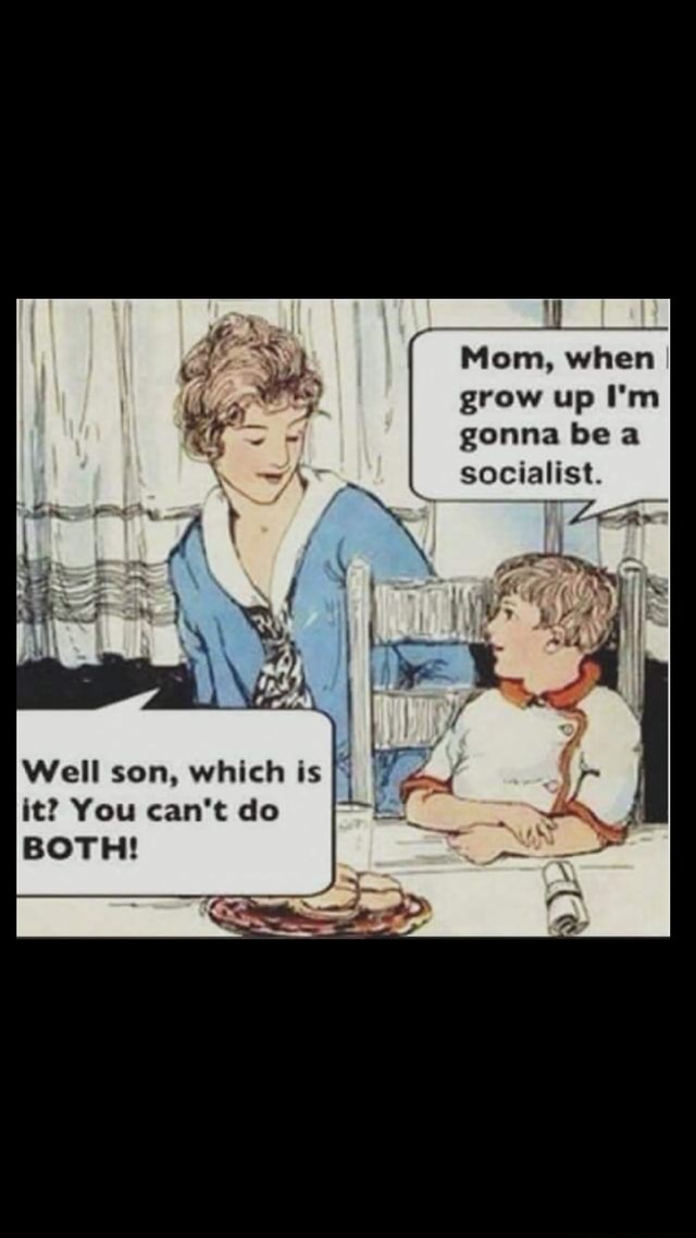 Mom, when grow up I'm gonna bea socialist. Well son, which is it? You ...