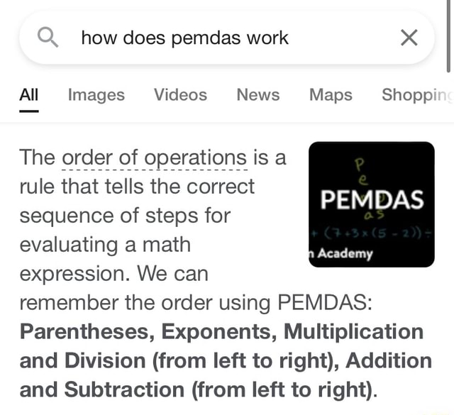 How does pemdas work All Images Videos News Maps Shop} The order of ...