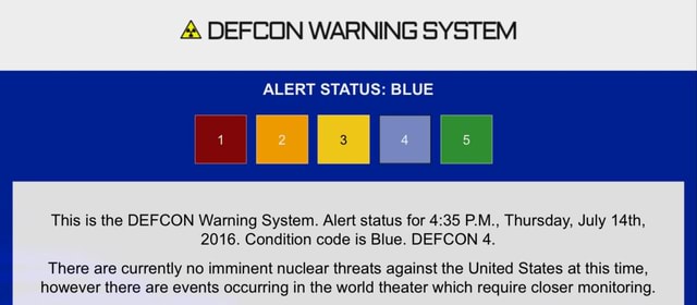 AA DEFCON WARNING SYSTEM This is the DEFCON Warning System. Alert ...