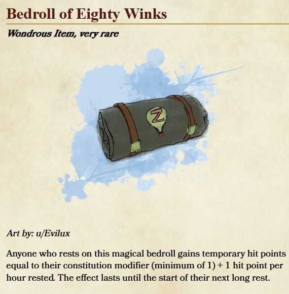 Bedroll of Eighty Winks Wondrous Item, very rare Art by Anyone who