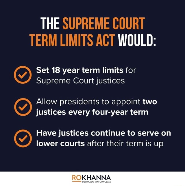 THE SUPREME COURT TERM LIMITS ACT WOULD: Set 18 year term limits for