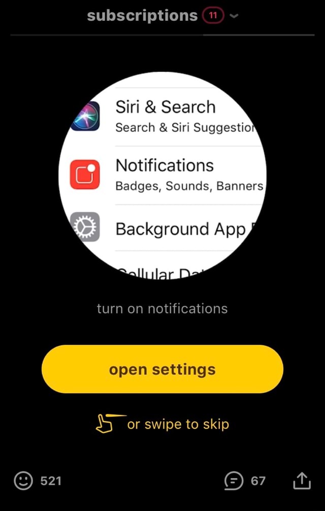 Subscriptions Search Siri Suggestio Notifications Badges, Sounds