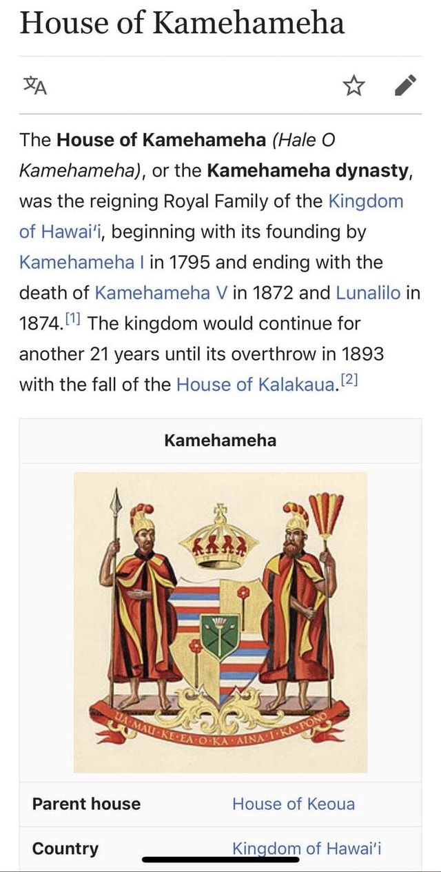 House of Kamehameha The House of Kamehameha (Hale O Kamehameha), or the