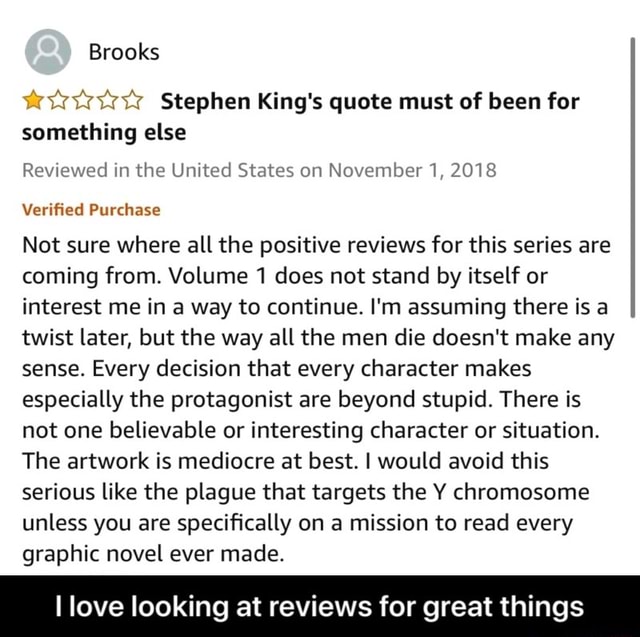 RÍA Stephen King's quote must of been for something else Reviewed in
