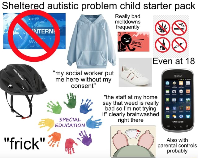 Sheltered autistic problem child starter pack Really bad Even at 18 