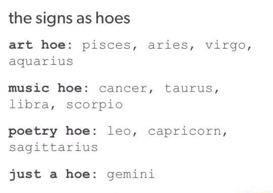 Signs of a hoe