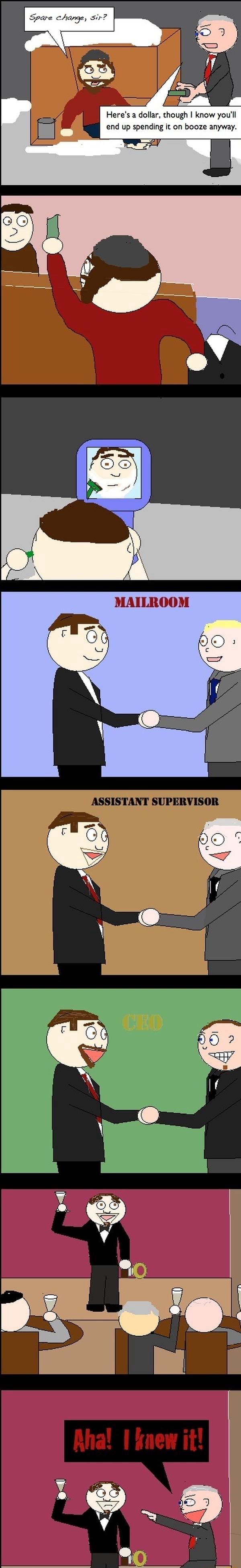 Spare change, sir? Here's a dollar, though I know you'll end up ...