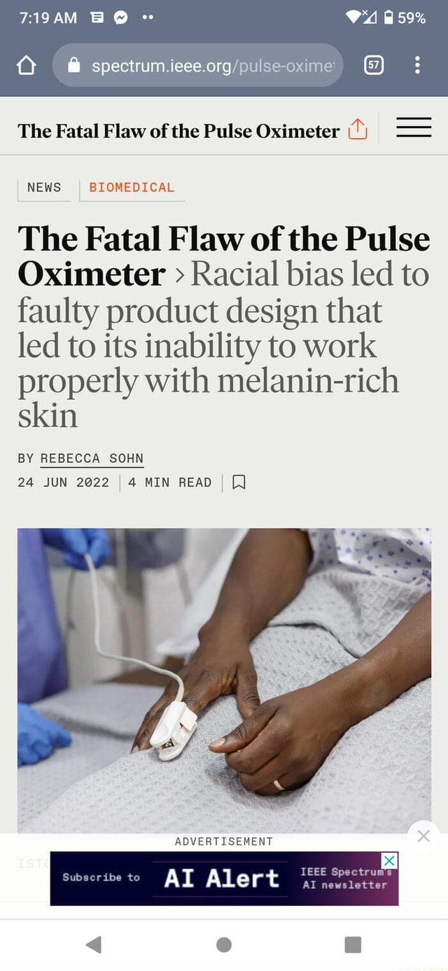 59 BO The Fatal Flaw of the Pulse Oximeter NEWS BIOMEDICAL The Fatal