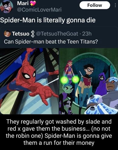 Mari Spider-Man is literally gonna die @ Tetsuo @TetsuoTheGoat Can ...