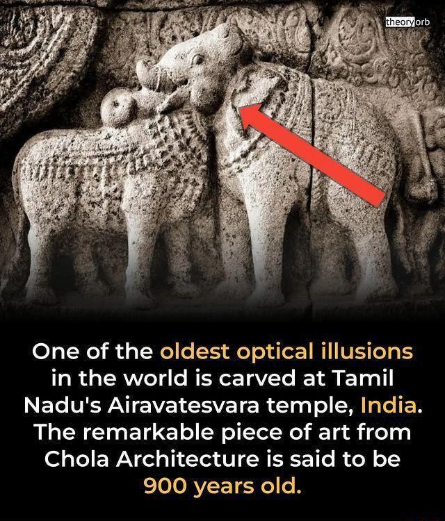 One of the oldest optical illusions in the world is carved at Tamil
