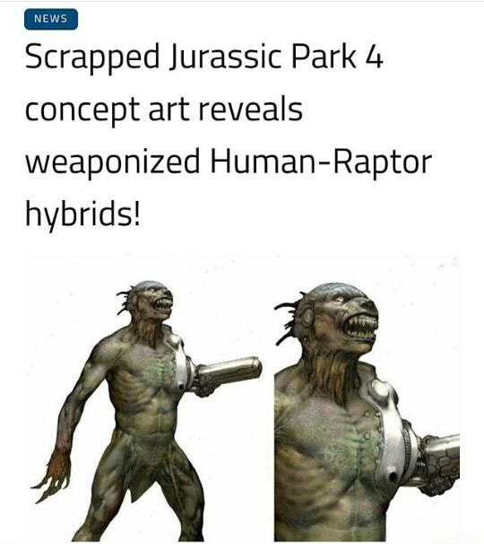 Scrapped Jurassic Park 4 Concept Art Reveals Weaponized Human Raptor 