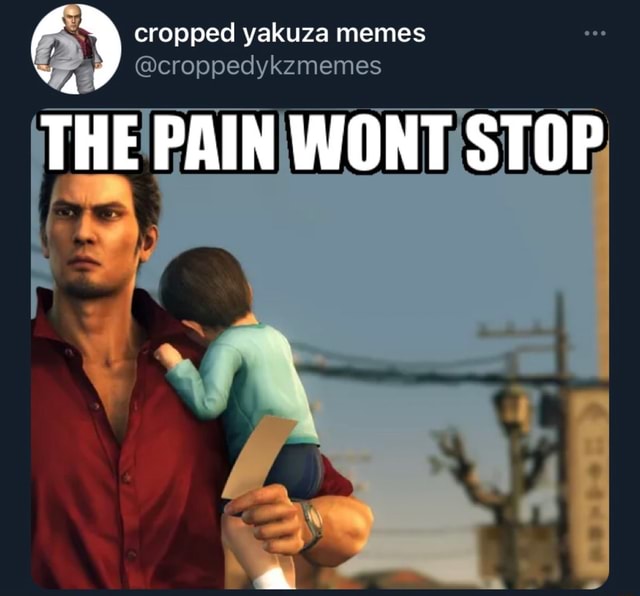 Cropped yakuza memes croppedykzmemes THE PAIN WONT STOP iFunny