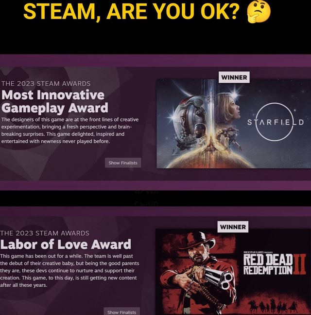 STEAM, ARE YOU OK? @ THE 2023 STEAM AWARDS Most Innovative Gameplay ...