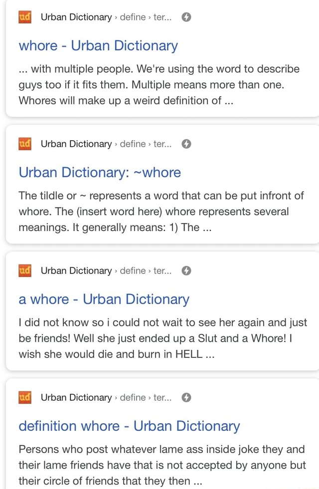Urban Dictionary define ter... whore Urban Dictionary with multiple