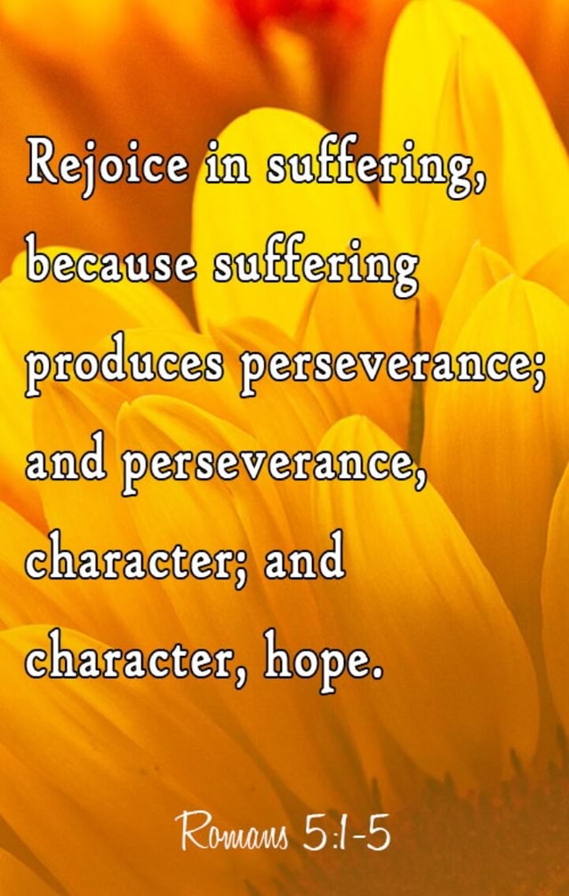 Rejoice in suffering, because suffering produces perseverance; and
