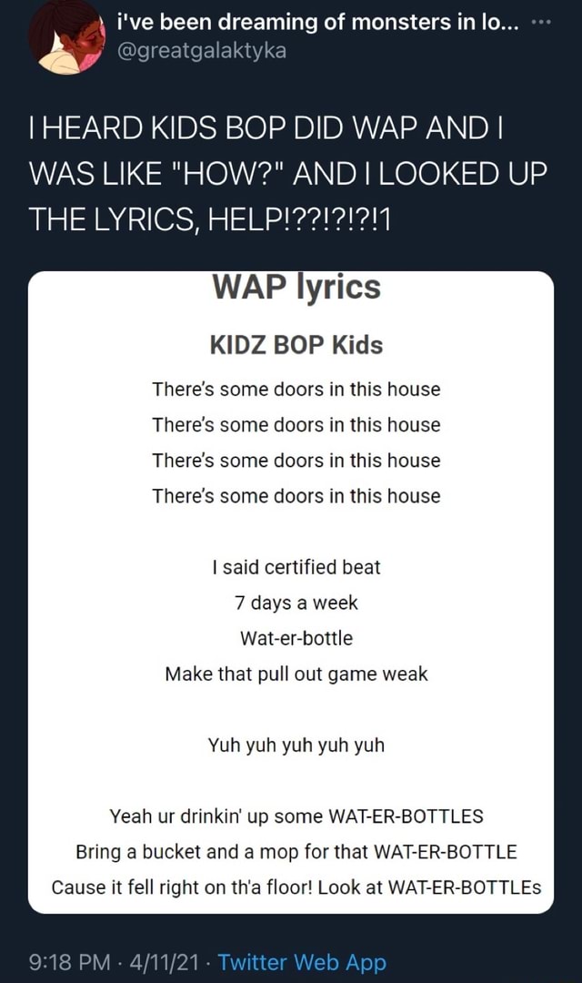 Kidz Bop Wap Lyrics Nervous Breakdown