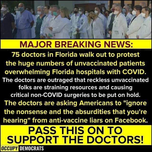 YAe ry MAJOR BREAKING NEWS 75 doctors in Florida walk out to protest