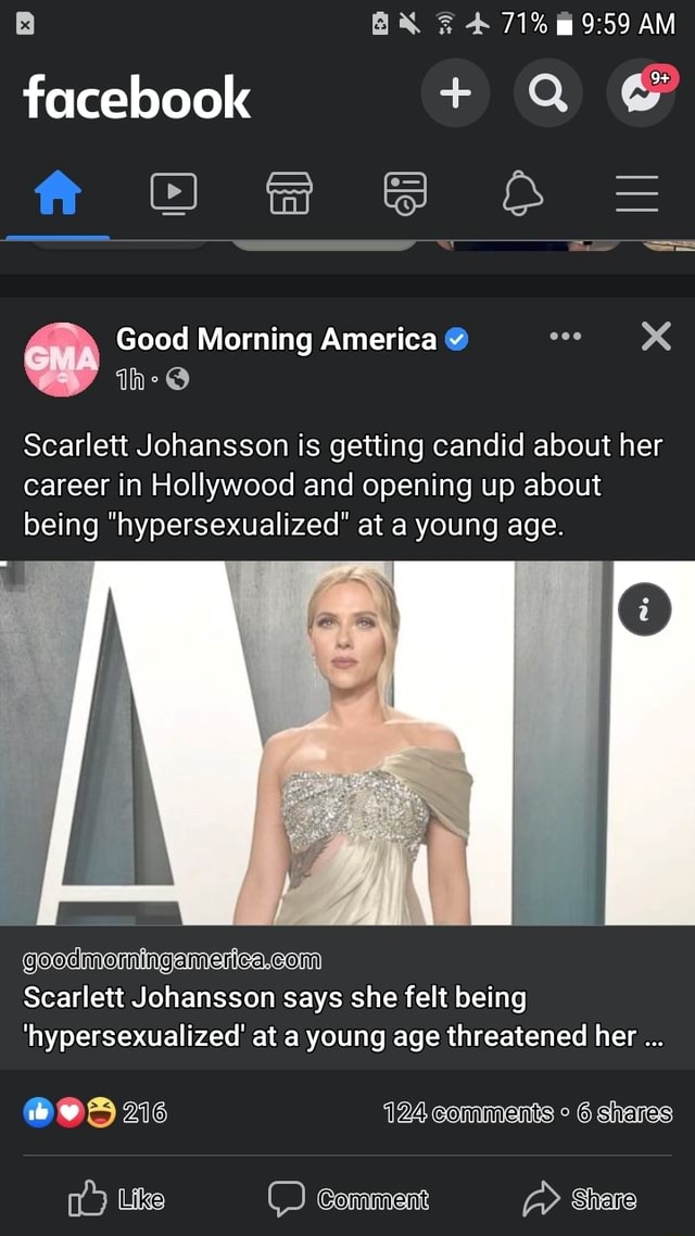 Scarlett Johansson says she felt being 'hypersexualized' at a young age  threatened her career - Good Morning America