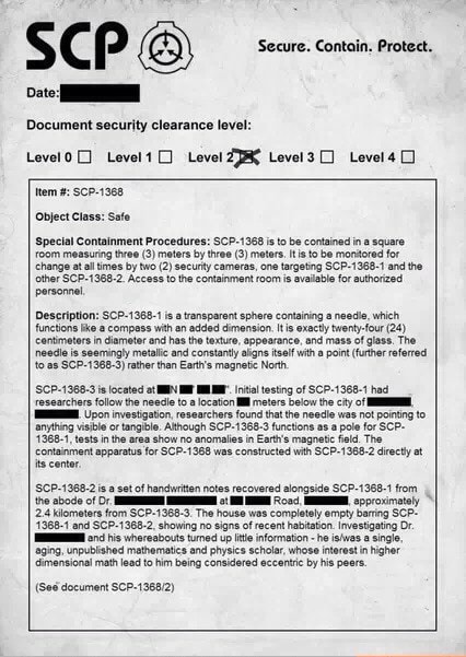 Document security clearance level: Object Class: Sa Special Contalnment ...