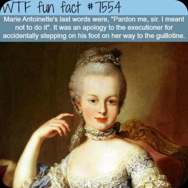 TE fun fact Marie Antoinette's last words were, 