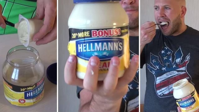 Eating Mayonnaise Prank - 1.mayonnaise jar 2.vanilla pudding 3.spoon ...