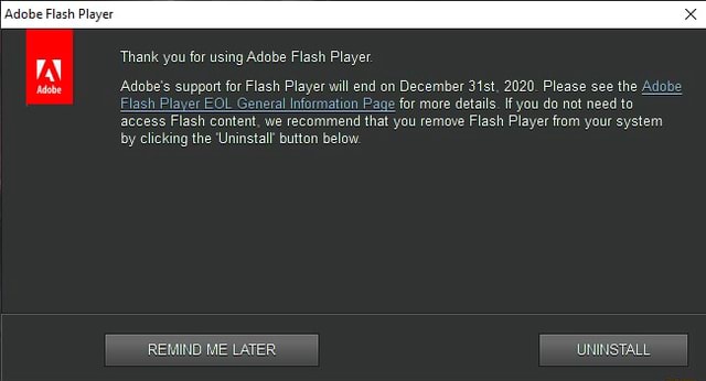 adobe shows uninstall flash player adobe shows uninstall flash player