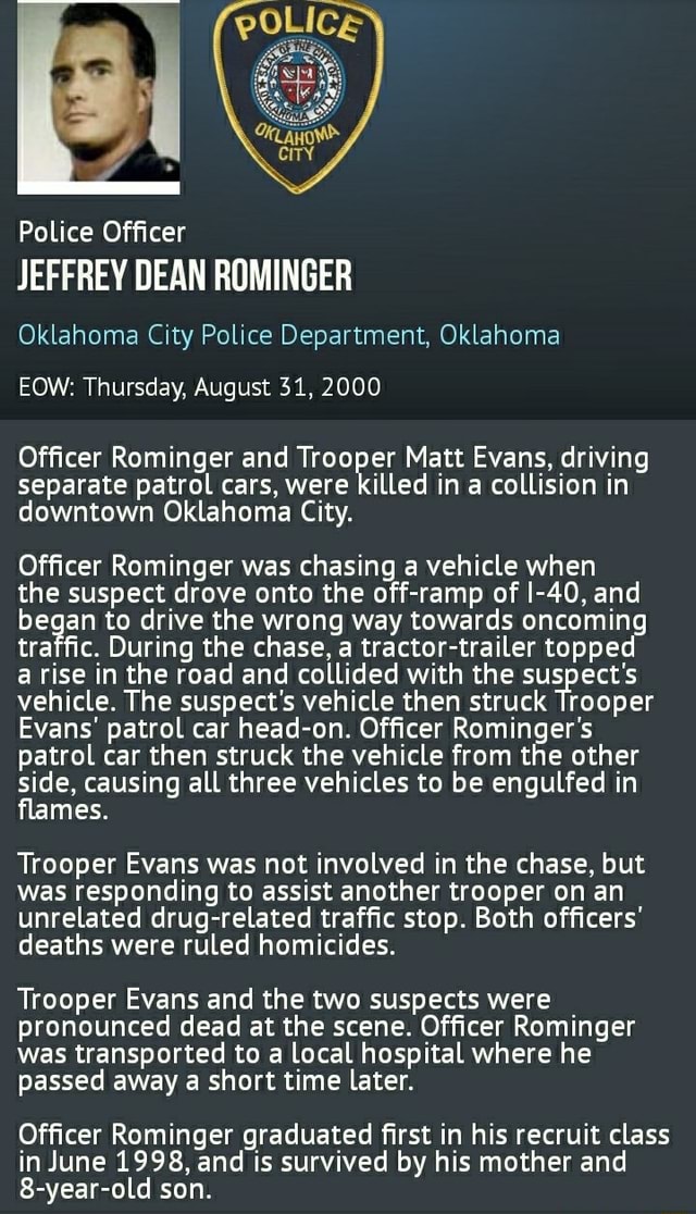 Police Officer JEFFREY DEAN ROMINGER Oklahoma City Police Department ...