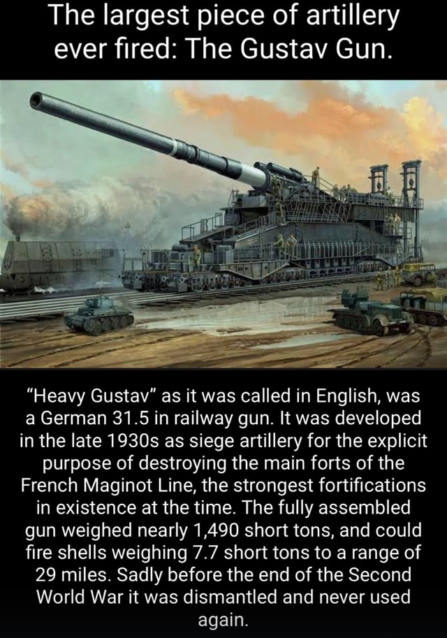 Schwerer Gustav Railway GunThe most powerful field gun (31.5 inch