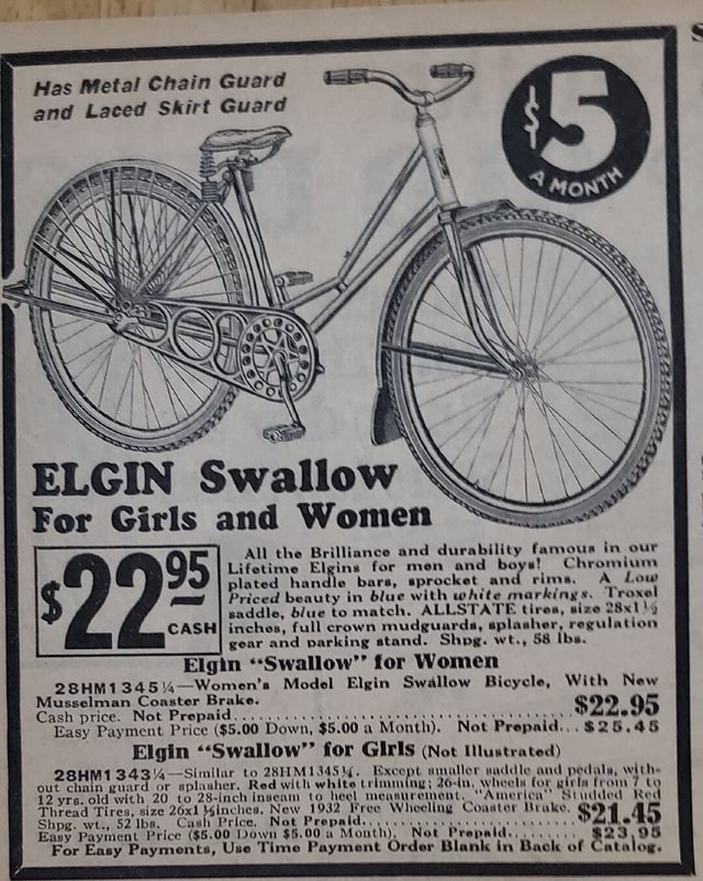 Has Metal Chain Guard and Laced Skirt Guard ELGIN Swallow For Girls and ...