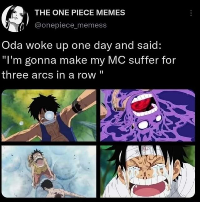 The One Piece Memes Onepiece Memess Oda Woke Up One Day And Said I M Gonna Make My Mc Suffer For Three Arcs In A Row