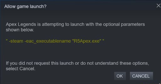 Allow Game Launch Apex Legends Is Attempting To Launch With The 