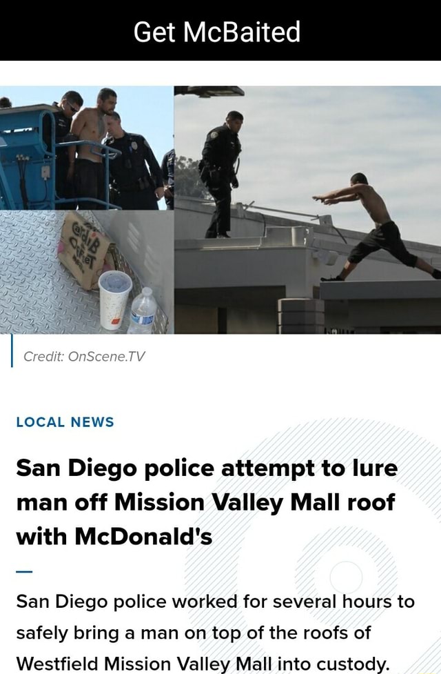 Westfield Mission Valley Mall: Roof jumper taken into custody, according to San  Diego Police