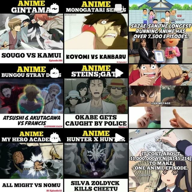 Monogatari Serifs San The Longest Over 7 500 Episodes Anime If Aniale Aga Atsushi Akutagawa Okabe Gets Anime My Hero Acade Hunter Hun All Might Vs Nomu Cost About Yen S145 214 To