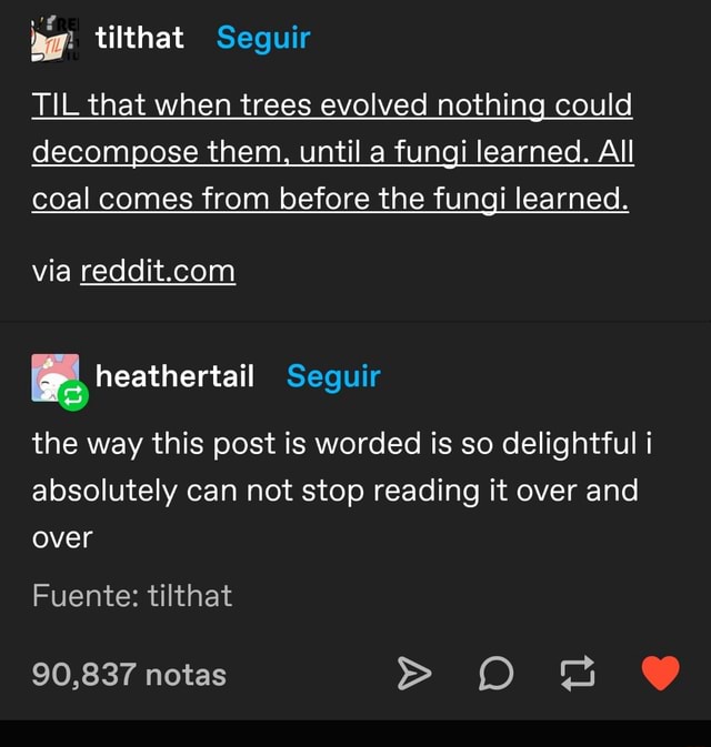 TIL that when trees evolved nothing could them, until a fungi