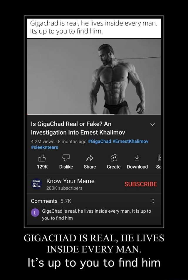 Is GigaChad Real or Fake? An Investigation Into Ernest Khalimov - Memebase  - Funny Memes