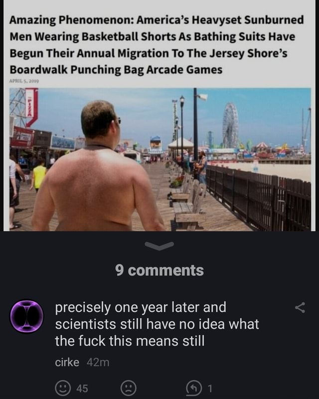 Amazing Phenomenon America's Heavyset Sunburned Men Wearing Basketball