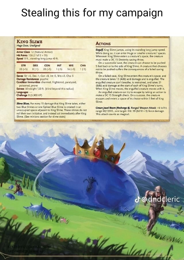 Stealing this for my campaign Kine SLIME I Huge Ooze, Unaligned Armor ...