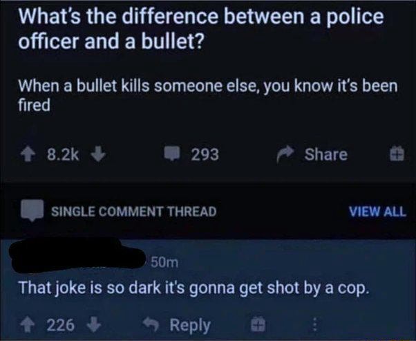 What's the difference between a police officer and a bullet? When a