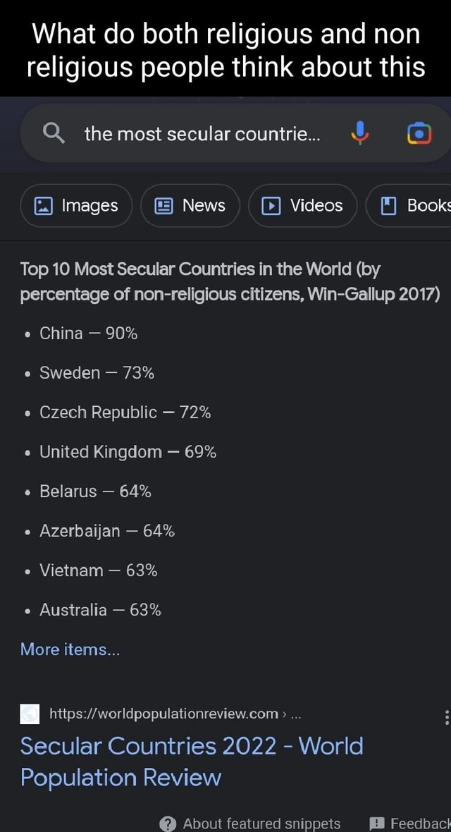 What do both religious and non religious people think about this the most secular countrie