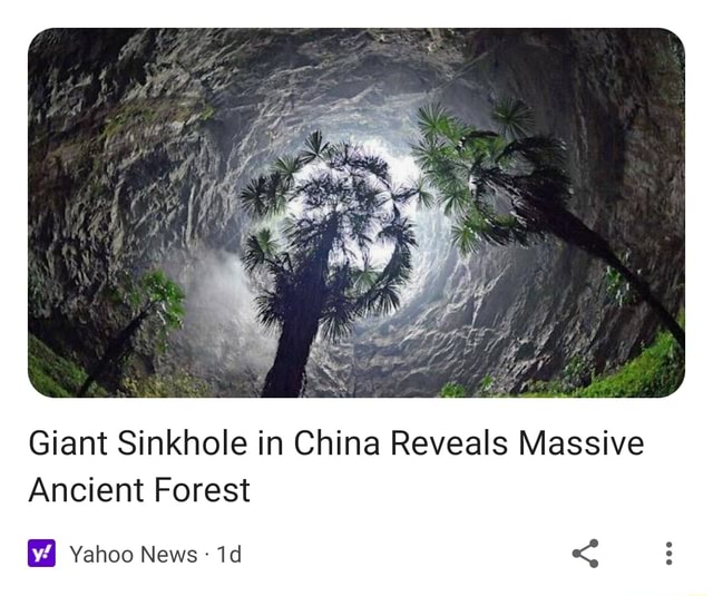 Giant Sinkhole In China Reveals Massive Ancient Forest Yahoo News - IFunny