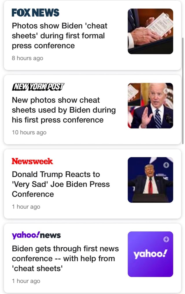 FOX NEWS Photos show Biden 'cheat sheets' during first formal press ...