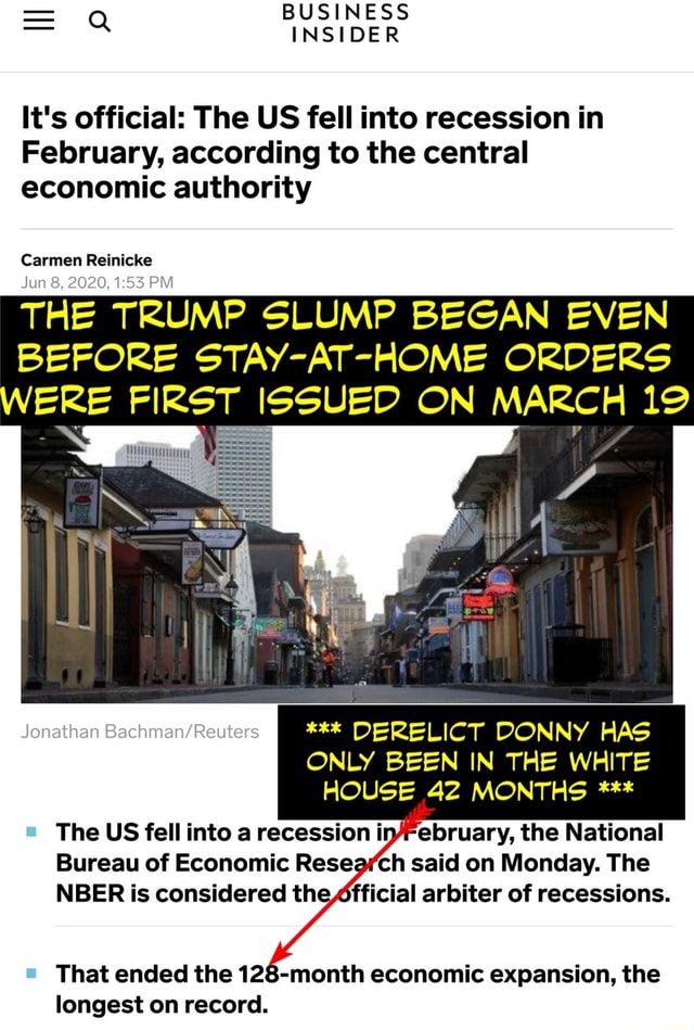 It's official: The US fell into recession in February, according to the ...