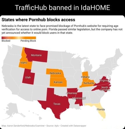 'States where Pornhub blocks access TrafficHub banned in IdaHOME